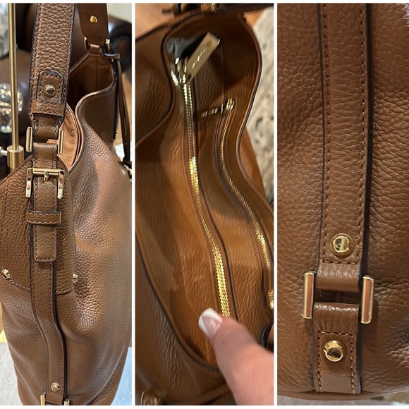 Authentic Michael Kors Bedford Belted Venus Leather Shoulder Bag in Luggage, EUC - Picture 7 of 16